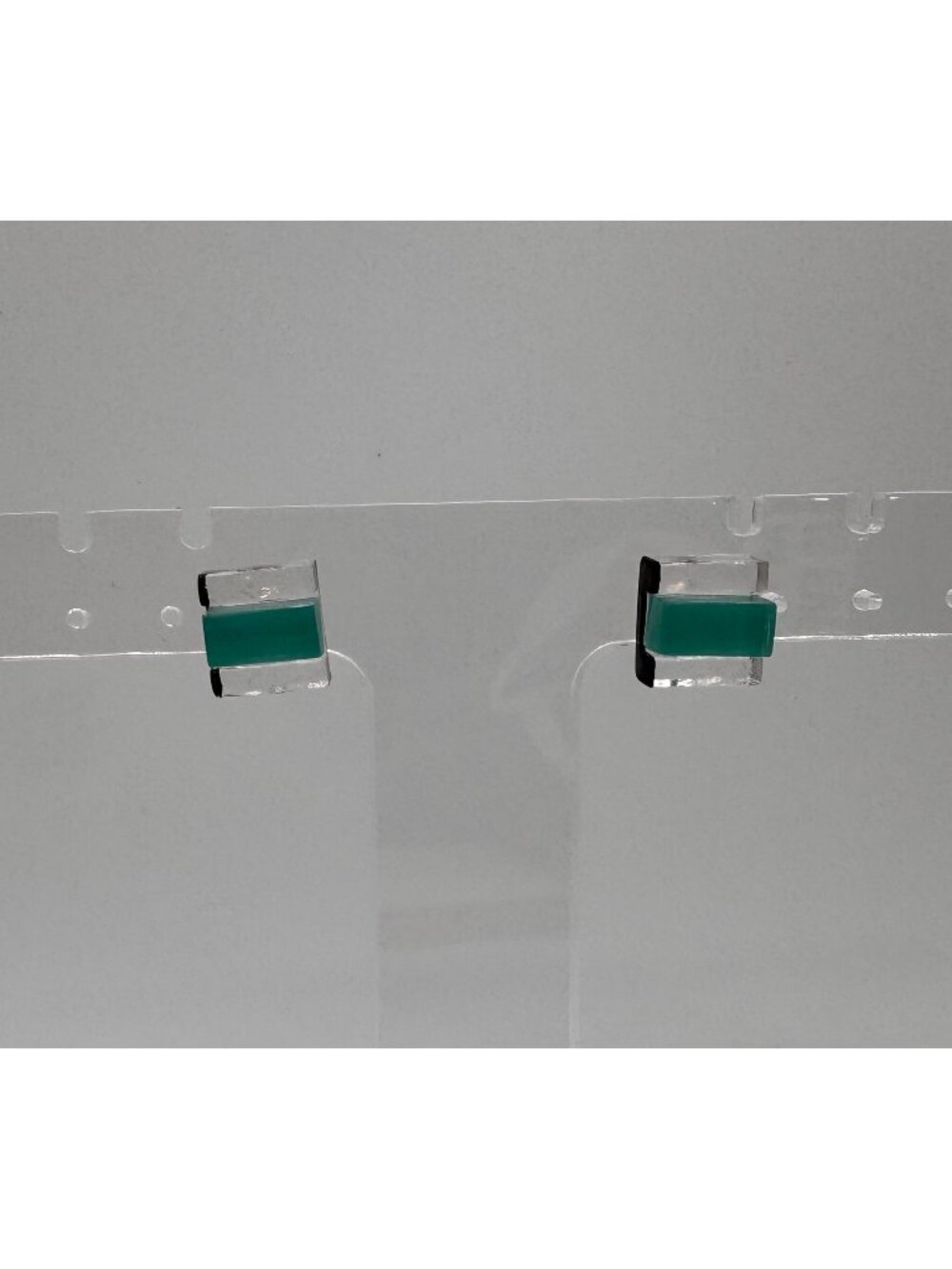 Clear Cube Stud Earrings Color Shift Black Green Modern Minimalist